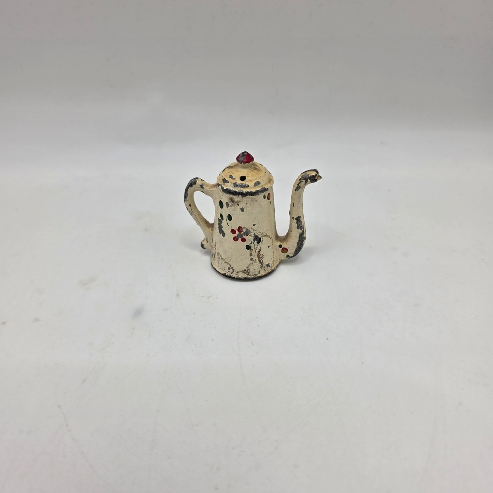 Vintage Mini Cast Iron Teapot Salt Shaker Painted Dollhouse Kitchen Decor